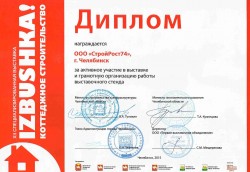 Диплом за активное участие в выставке и грамотную организацию работы выставочного стенда